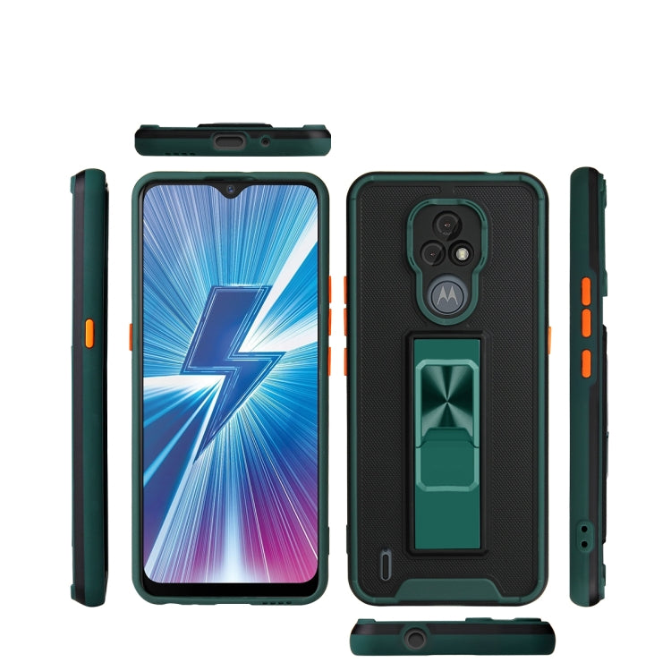 For Motorola Moto E7 Dual-color Skin Feel TPU + PC Magnetic Shockproof Case with Invisible Holder