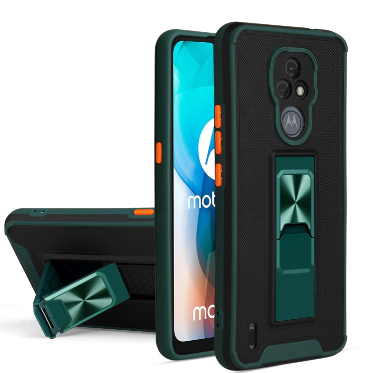 For Motorola Moto E7 Dual-color Skin Feel TPU + PC Magnetic Shockproof Case with Invisible Holder