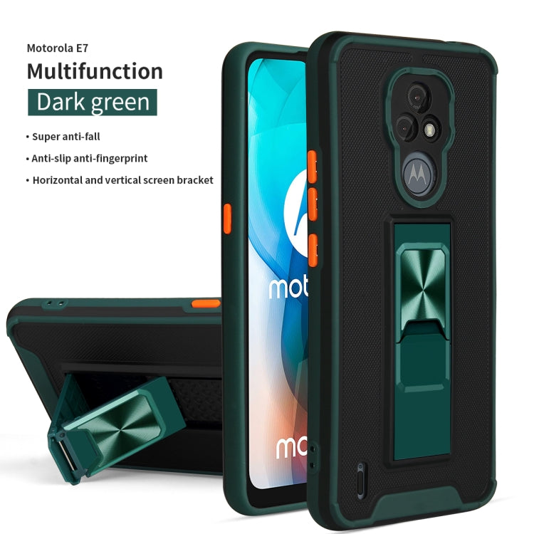 For Motorola Moto E7 Dual-color Skin Feel TPU + PC Magnetic Shockproof Case with Invisible Holder