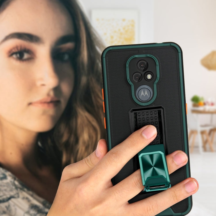 For Motorola Moto E7 Dual-color Skin Feel TPU + PC Magnetic Shockproof Case with Invisible Holder