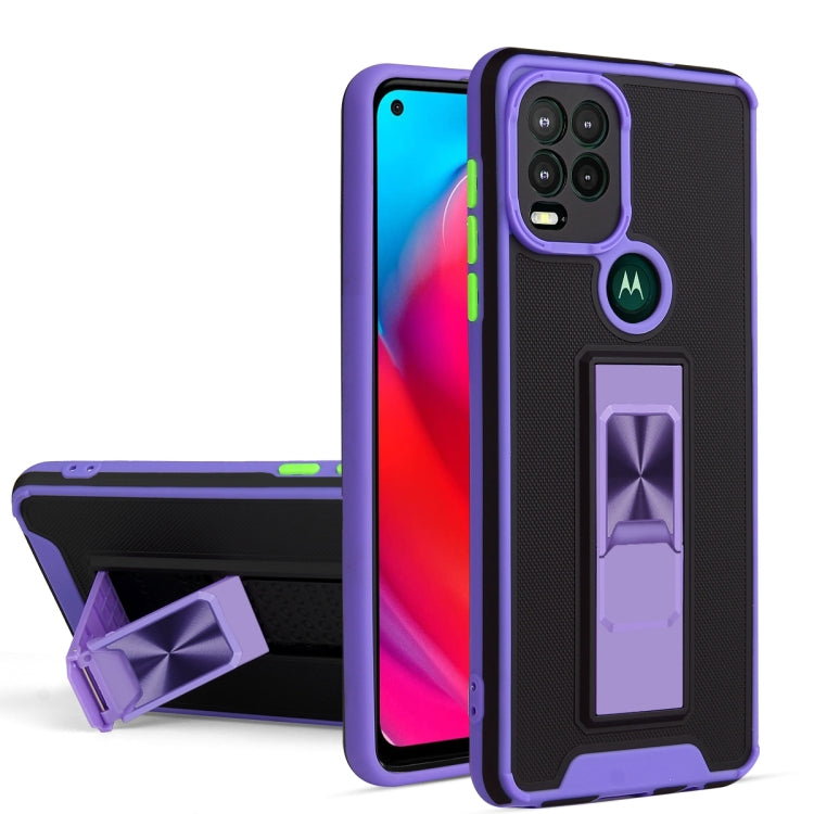 For Motorola Moto G Stylus 2021 Dual-color Skin Feel TPU + PC Magnetic Shockproof Case with Invisible Holder