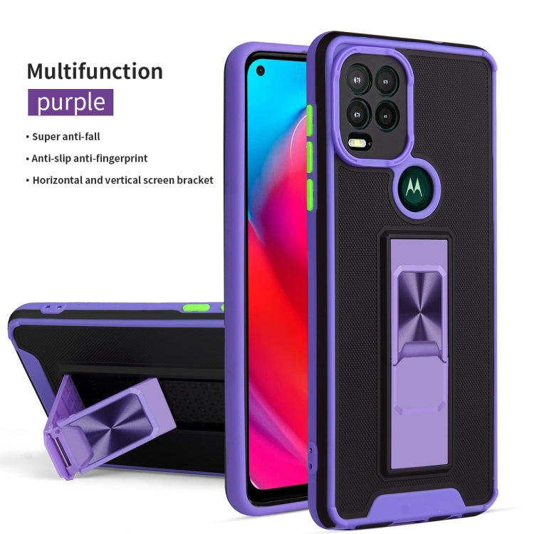 For Motorola Moto G Stylus 2021 Dual-color Skin Feel TPU + PC Magnetic Shockproof Case with Invisible Holder