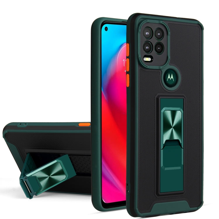 For Motorola Moto G Stylus 2021 Dual-color Skin Feel TPU + PC Magnetic Shockproof Case with Invisible Holder