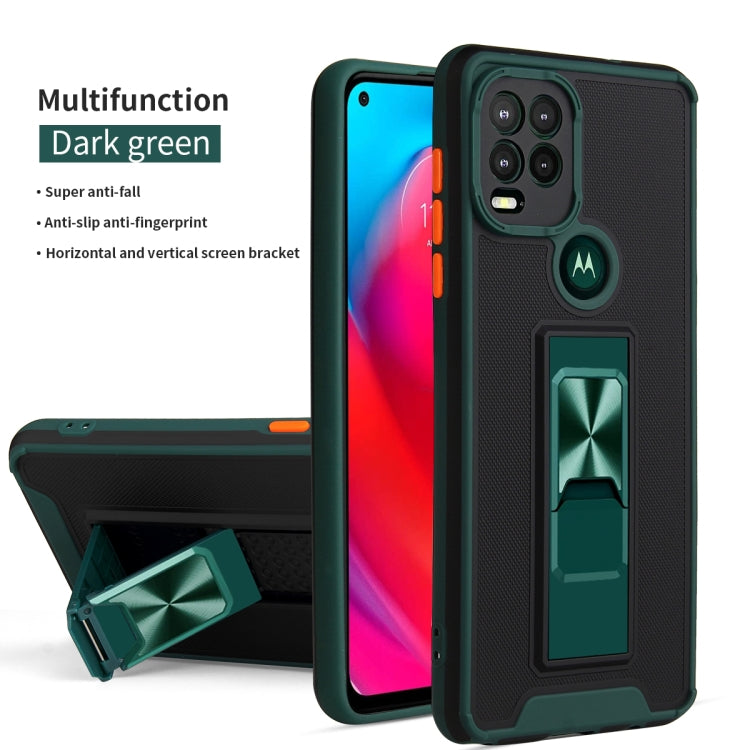 For Motorola Moto G Stylus 2021 Dual-color Skin Feel TPU + PC Magnetic Shockproof Case with Invisible Holder