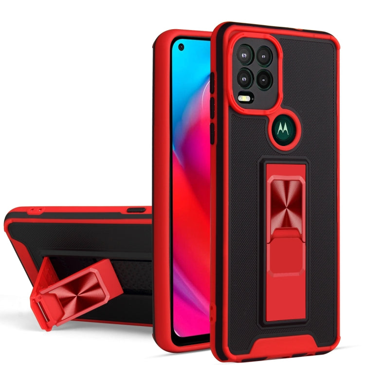 For Motorola Moto G Stylus 2021 Dual-color Skin Feel TPU + PC Magnetic Shockproof Case with Invisible Holder