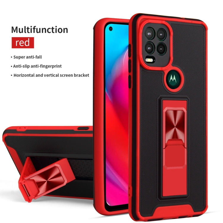 For Motorola Moto G Stylus 2021 Dual-color Skin Feel TPU + PC Magnetic Shockproof Case with Invisible Holder