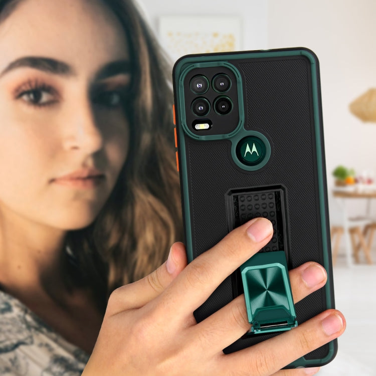 For Motorola Moto G Stylus 2021 Dual-color Skin Feel TPU + PC Magnetic Shockproof Case with Invisible Holder