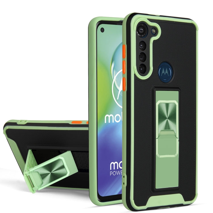 For Motorola Moto G8 Power Dual-color Skin Feel TPU + PC Magnetic Shockproof Case with Invisible Holder