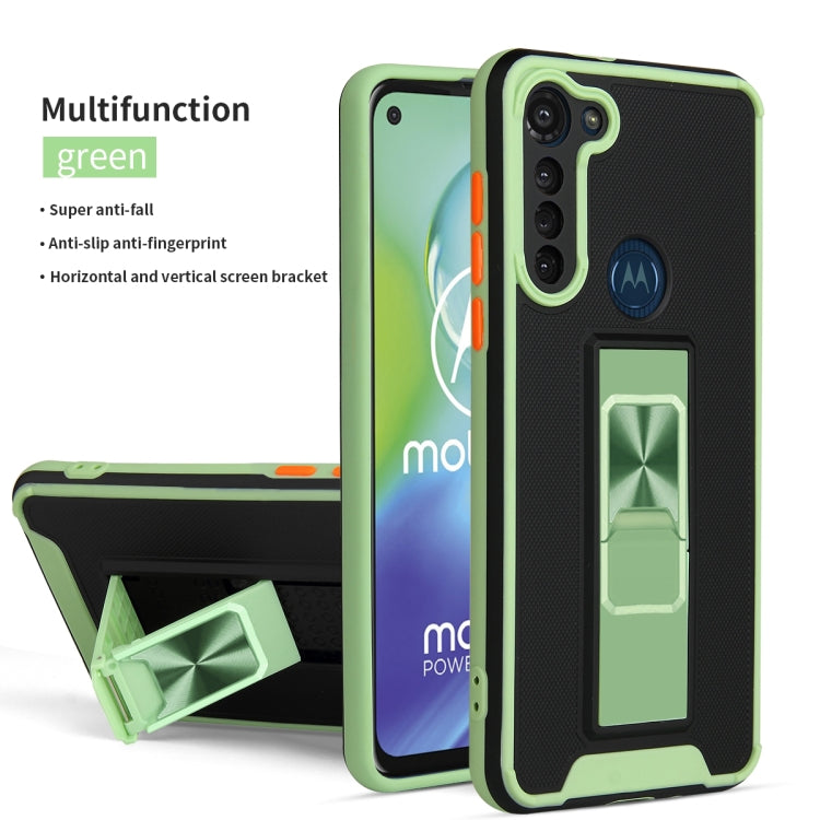 For Motorola Moto G8 Power Dual-color Skin Feel TPU + PC Magnetic Shockproof Case with Invisible Holder