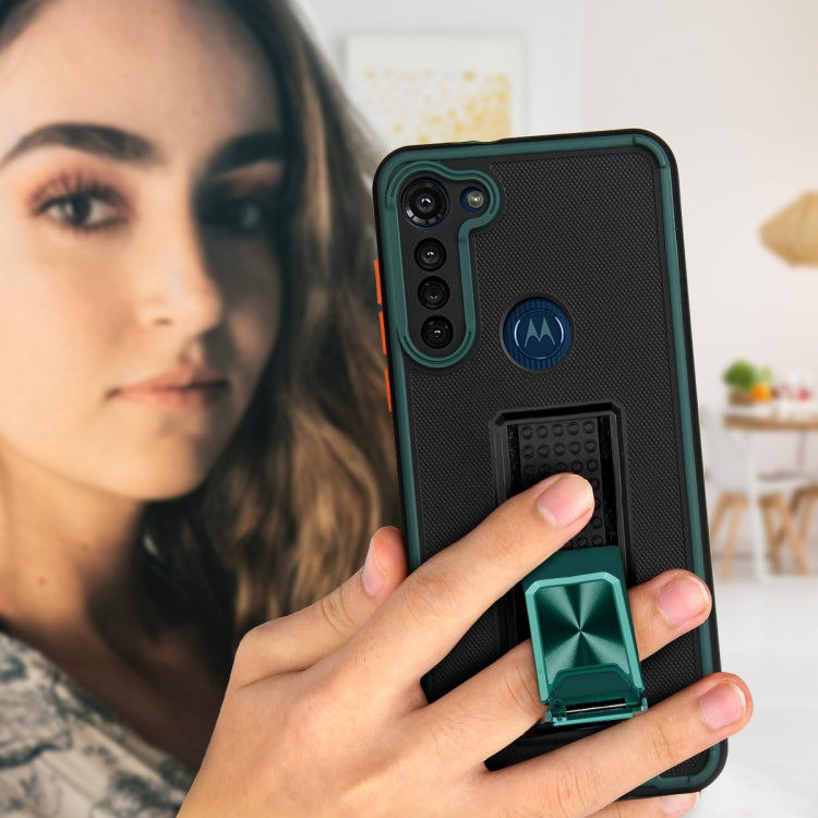 For Motorola Moto G8 Power Dual-color Skin Feel TPU + PC Magnetic Shockproof Case with Invisible Holder