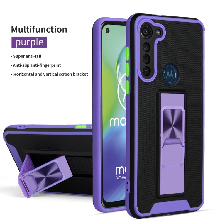 For Motorola Moto G8 Power Dual-color Skin Feel TPU + PC Magnetic Shockproof Case with Invisible Holder