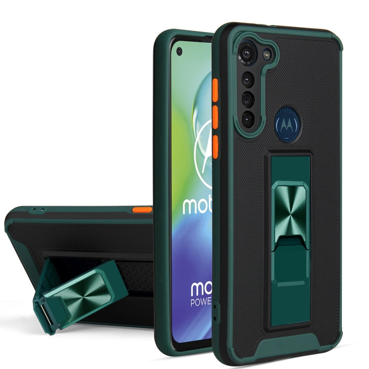 For Motorola Moto G8 Power Dual-color Skin Feel TPU + PC Magnetic Shockproof Case with Invisible Holder