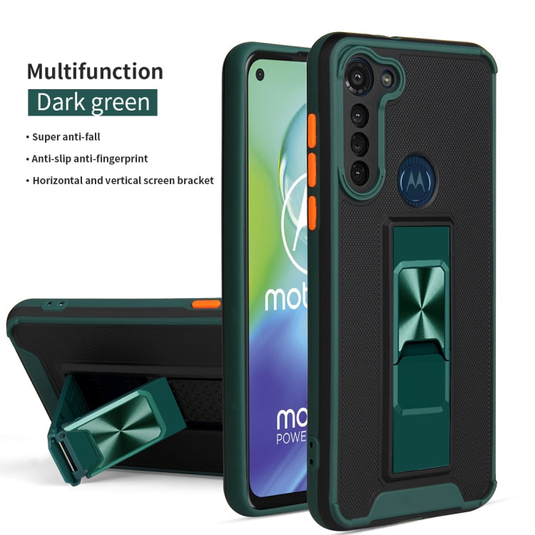 For Motorola Moto G8 Power Dual-color Skin Feel TPU + PC Magnetic Shockproof Case with Invisible Holder