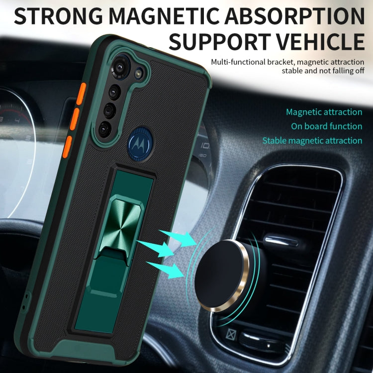 For Motorola Moto G8 Power Dual-color Skin Feel TPU + PC Magnetic Shockproof Case with Invisible Holder