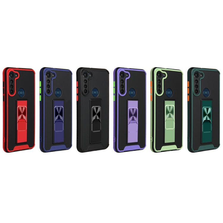 For Motorola Moto G8 Power Dual-color Skin Feel TPU + PC Magnetic Shockproof Case with Invisible Holder