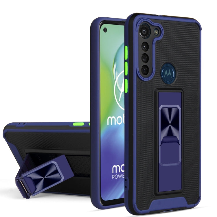 For Motorola Moto G8 Power Dual-color Skin Feel TPU + PC Magnetic Shockproof Case with Invisible Holder