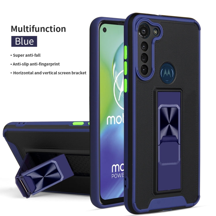 For Motorola Moto G8 Power Dual-color Skin Feel TPU + PC Magnetic Shockproof Case with Invisible Holder