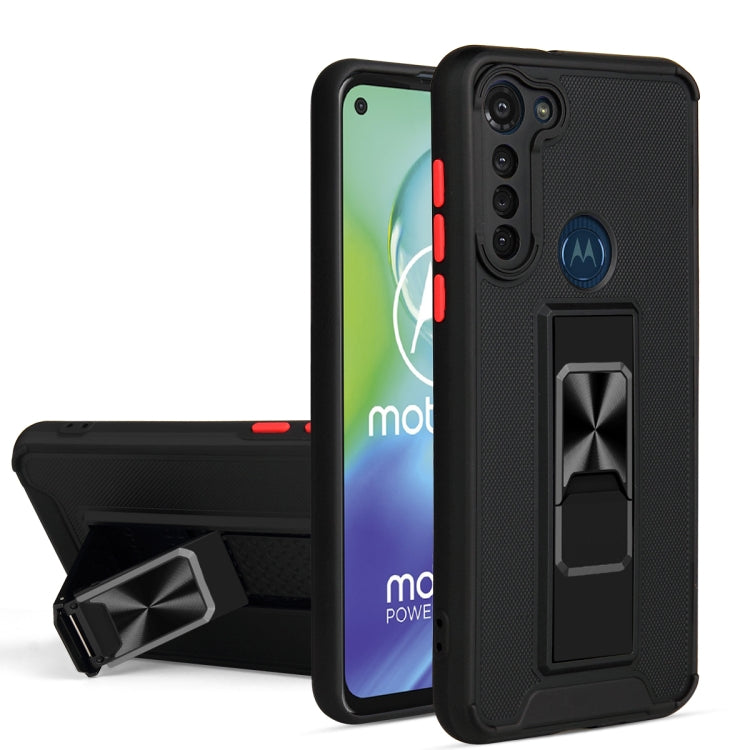 For Motorola Moto G8 Power Dual-color Skin Feel TPU + PC Magnetic Shockproof Case with Invisible Holder