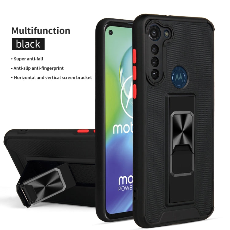 For Motorola Moto G8 Power Dual-color Skin Feel TPU + PC Magnetic Shockproof Case with Invisible Holder