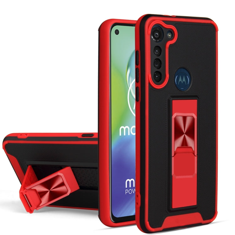 For Motorola Moto G8 Power Dual-color Skin Feel TPU + PC Magnetic Shockproof Case with Invisible Holder