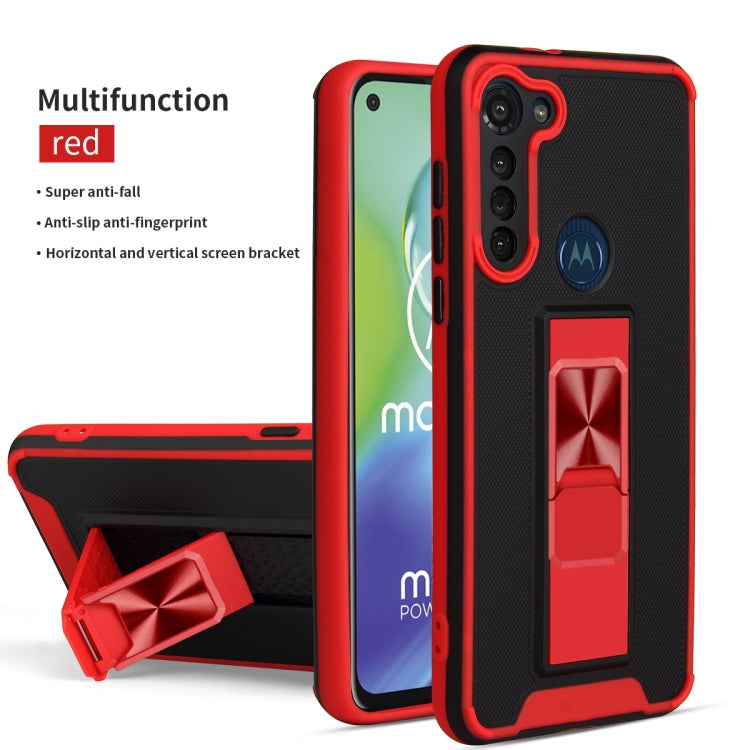 For Motorola Moto G8 Power Dual-color Skin Feel TPU + PC Magnetic Shockproof Case with Invisible Holder