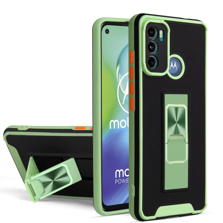For Motorola Moto G60 Dual-color Skin Feel TPU + PC Magnetic Shockproof Case with Invisible Holder