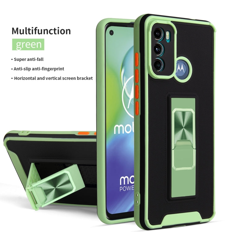 For Motorola Moto G60 Dual-color Skin Feel TPU + PC Magnetic Shockproof Case with Invisible Holder