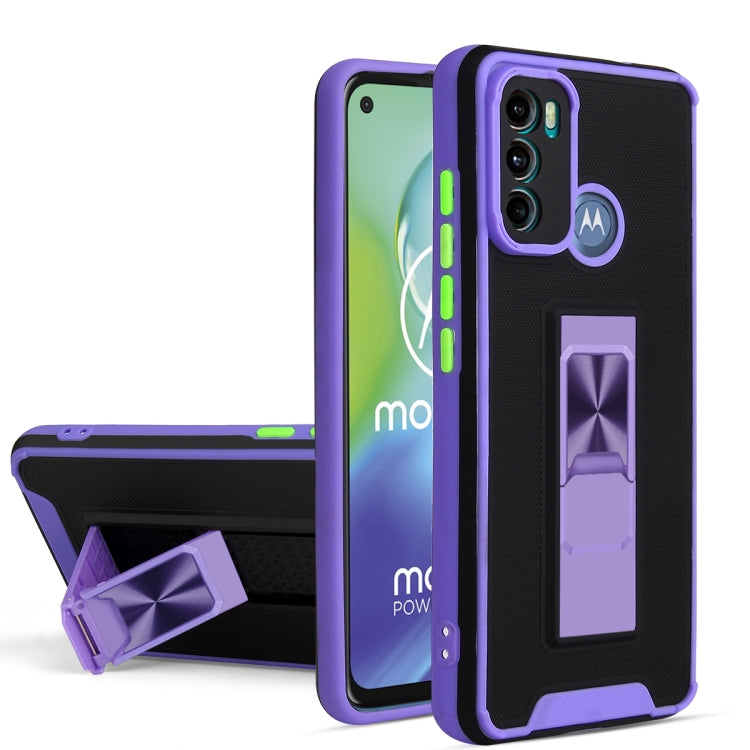 For Motorola Moto G60 Dual-color Skin Feel TPU + PC Magnetic Shockproof Case with Invisible Holder