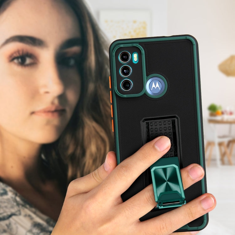 For Motorola Moto G60 Dual-color Skin Feel TPU + PC Magnetic Shockproof Case with Invisible Holder