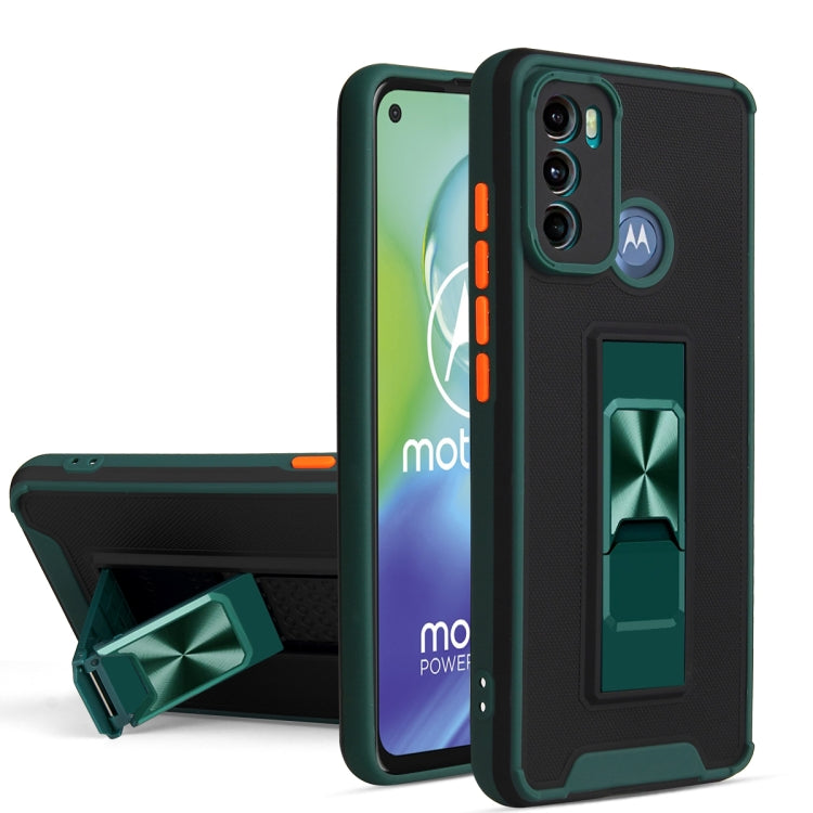 For Motorola Moto G60 Dual-color Skin Feel TPU + PC Magnetic Shockproof Case with Invisible Holder