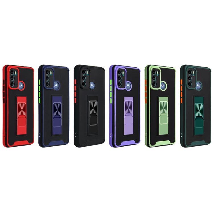 For Motorola Moto G60 Dual-color Skin Feel TPU + PC Magnetic Shockproof Case with Invisible Holder