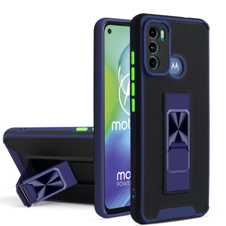 For Motorola Moto G60 Dual-color Skin Feel TPU + PC Magnetic Shockproof Case with Invisible Holder