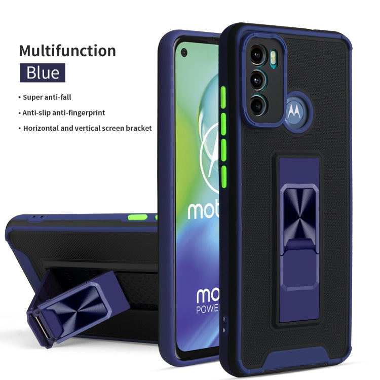 For Motorola Moto G60 Dual-color Skin Feel TPU + PC Magnetic Shockproof Case with Invisible Holder