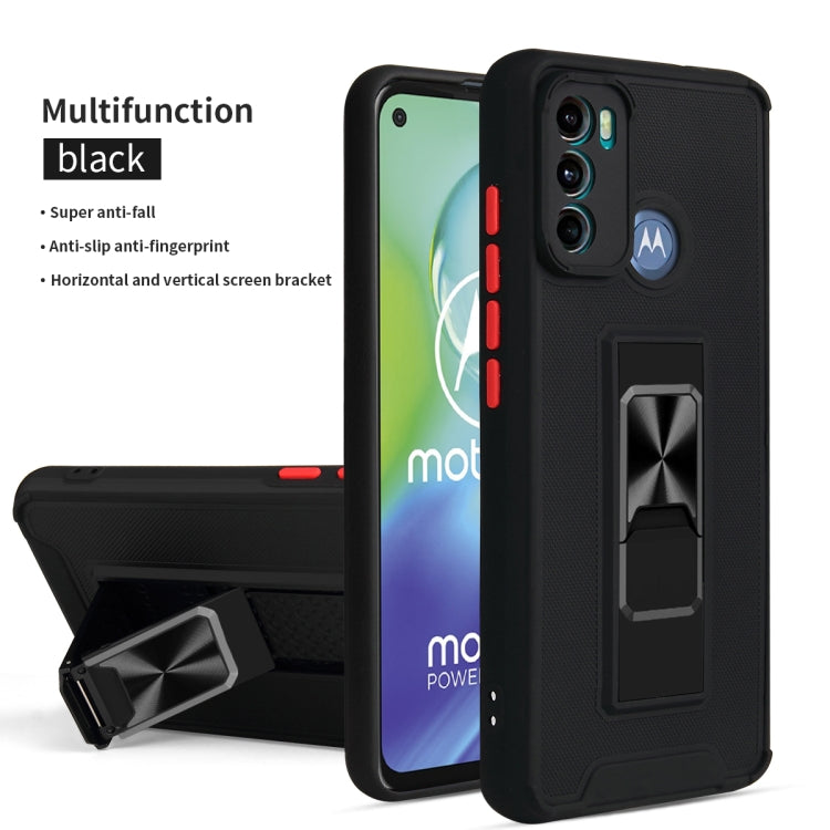For Motorola Moto G60 Dual-color Skin Feel TPU + PC Magnetic Shockproof Case with Invisible Holder