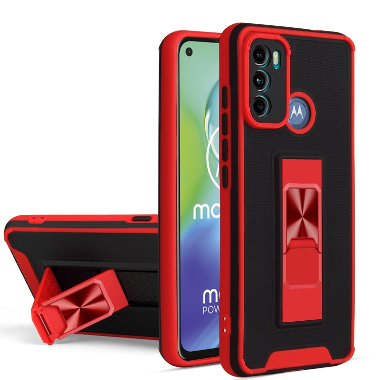 For Motorola Moto G60 Dual-color Skin Feel TPU + PC Magnetic Shockproof Case with Invisible Holder