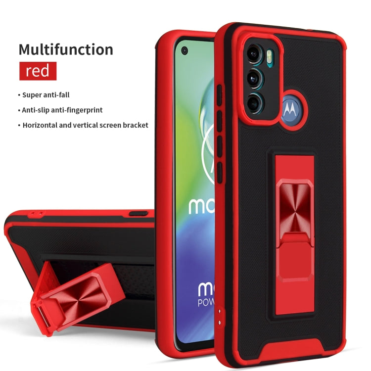 For Motorola Moto G60 Dual-color Skin Feel TPU + PC Magnetic Shockproof Case with Invisible Holder