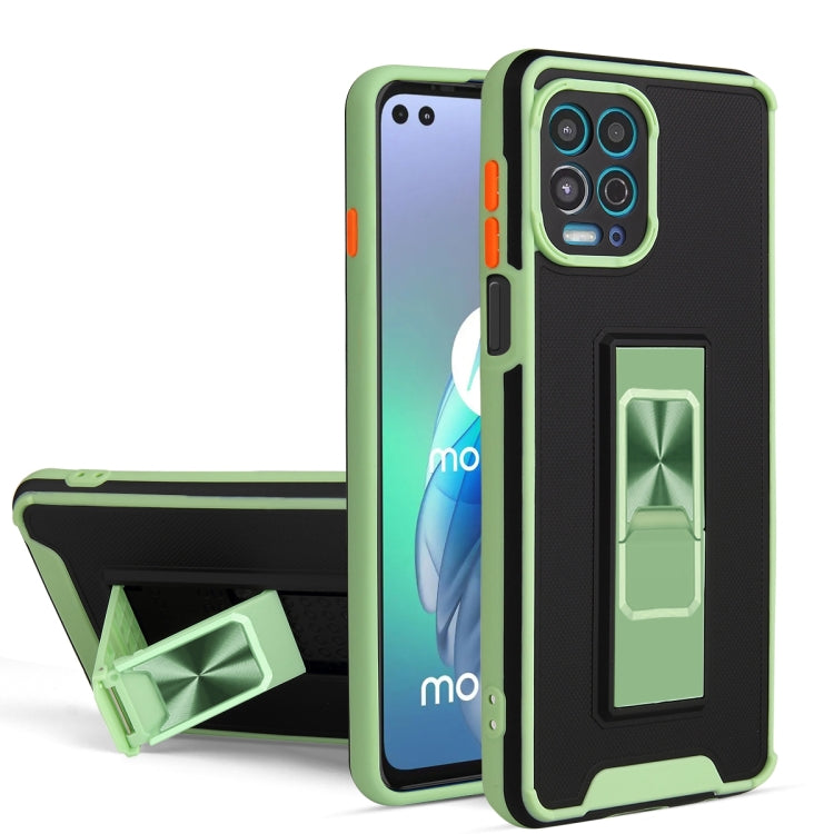 For Motorola Moto G100 Dual-color Skin Feel TPU + PC Magnetic Shockproof Case with Invisible Holder