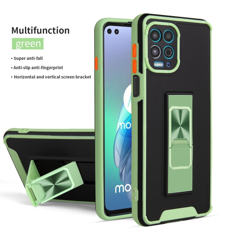 For Motorola Moto G100 Dual-color Skin Feel TPU + PC Magnetic Shockproof Case with Invisible Holder