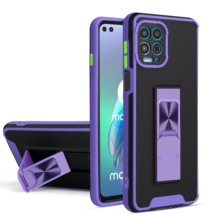 For Motorola Moto G100 Dual-color Skin Feel TPU + PC Magnetic Shockproof Case with Invisible Holder