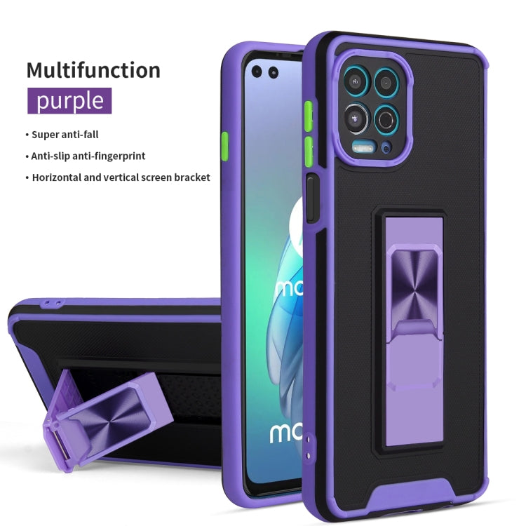 For Motorola Moto G100 Dual-color Skin Feel TPU + PC Magnetic Shockproof Case with Invisible Holder