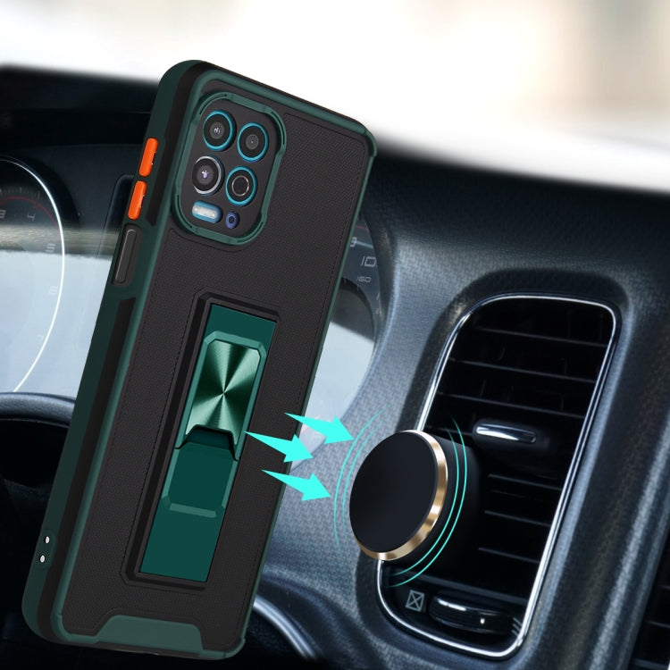 For Motorola Moto G100 Dual-color Skin Feel TPU + PC Magnetic Shockproof Case with Invisible Holder