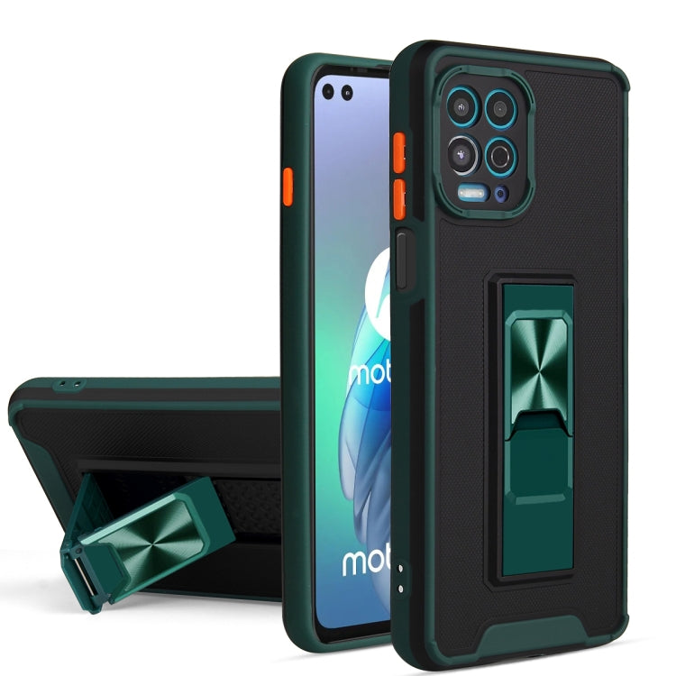 For Motorola Moto G100 Dual-color Skin Feel TPU + PC Magnetic Shockproof Case with Invisible Holder