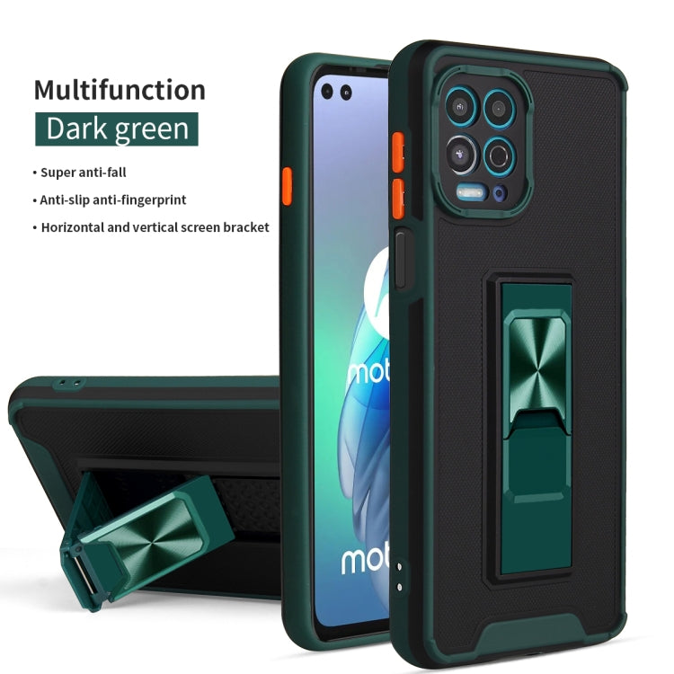For Motorola Moto G100 Dual-color Skin Feel TPU + PC Magnetic Shockproof Case with Invisible Holder