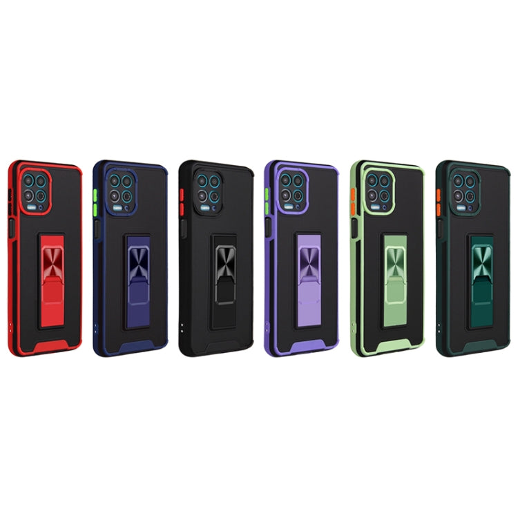 For Motorola Moto G100 Dual-color Skin Feel TPU + PC Magnetic Shockproof Case with Invisible Holder