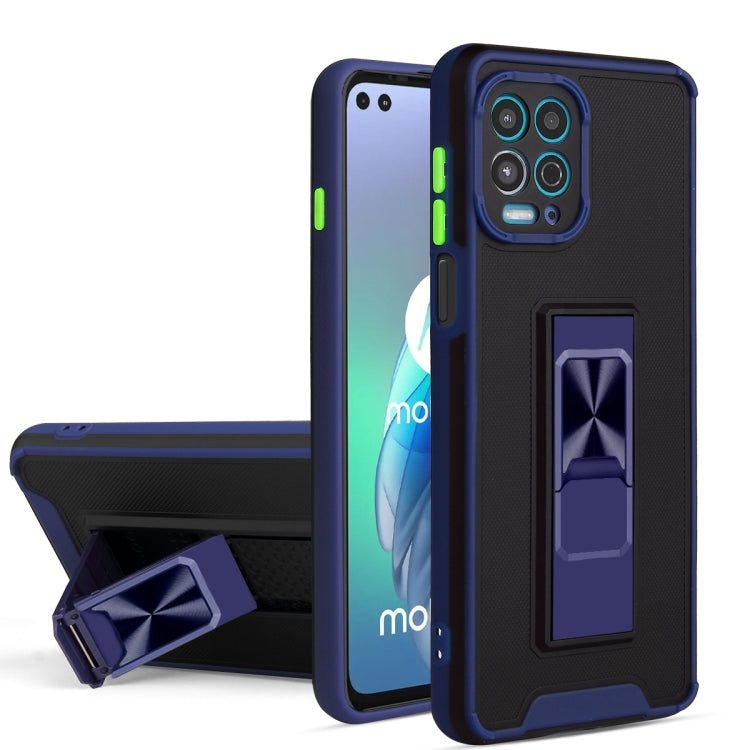 For Motorola Moto G100 Dual-color Skin Feel TPU + PC Magnetic Shockproof Case with Invisible Holder