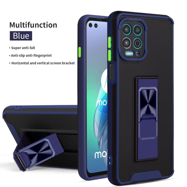 For Motorola Moto G100 Dual-color Skin Feel TPU + PC Magnetic Shockproof Case with Invisible Holder