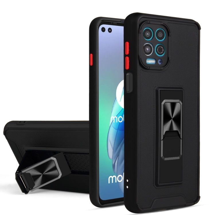 For Motorola Moto G100 Dual-color Skin Feel TPU + PC Magnetic Shockproof Case with Invisible Holder