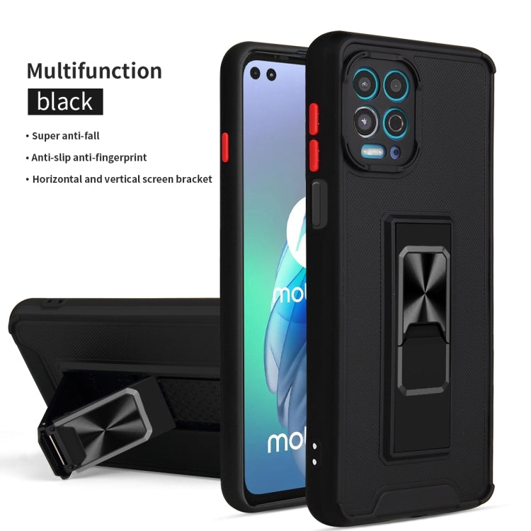For Motorola Moto G100 Dual-color Skin Feel TPU + PC Magnetic Shockproof Case with Invisible Holder