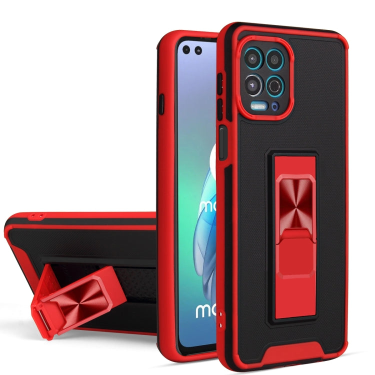 For Motorola Moto G100 Dual-color Skin Feel TPU + PC Magnetic Shockproof Case with Invisible Holder