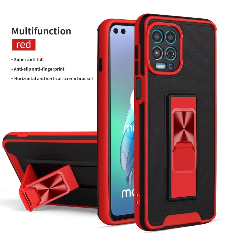 For Motorola Moto G100 Dual-color Skin Feel TPU + PC Magnetic Shockproof Case with Invisible Holder